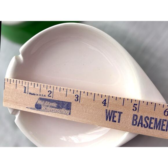 Set of 3 Atomic Era Mid Century Modern Green & White Stackable Ashtrays 6” - Picture 6 of 7